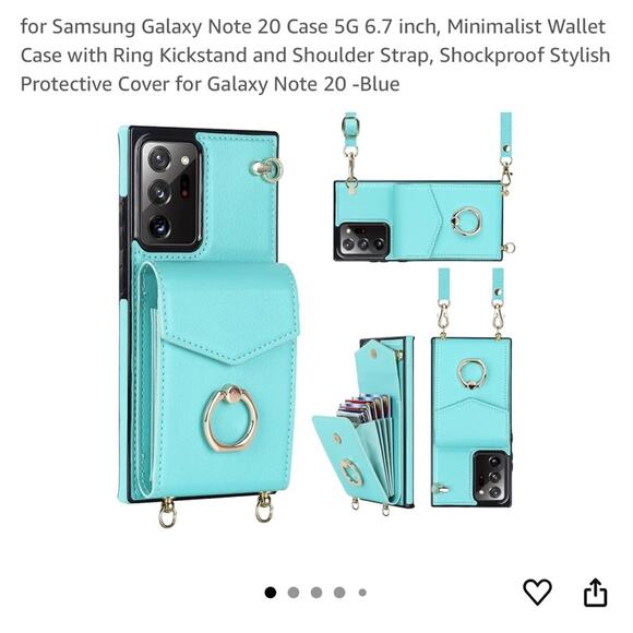 Samsung Galaxy Note 20 Case 5G 6.7 inch, Minimalist Wallet Case with Ring Kickst - Picture 1 of 10